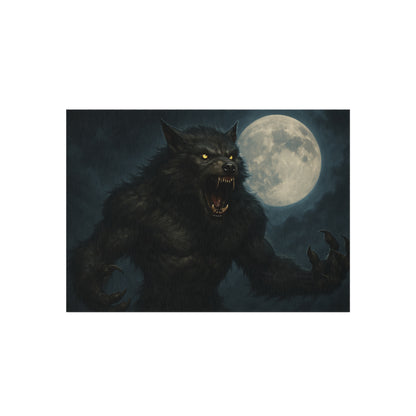 Werewolf Moon outdoor rug featuring a spooky full moon horror design, ideal for patio or outdoor decor.