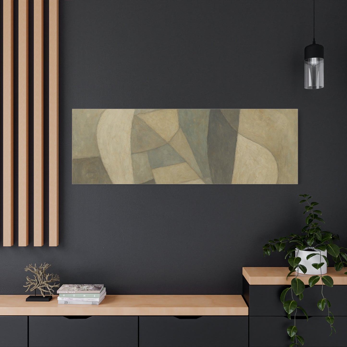 Abstract neutral geometric shapes matte canvas print featuring modern design on high-quality canvas by Printify.