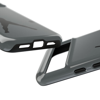 Black iPhone case with baseball player silhouette design, durable protective phone cover for sporty style.
