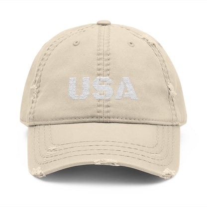 Distressed USA Dad Hat, Casual Cap, Vintage Style Hat, Unisex Baseball Cap, Embroidered Hat for Dad, Perfect Gift for Dad's Day - TRV