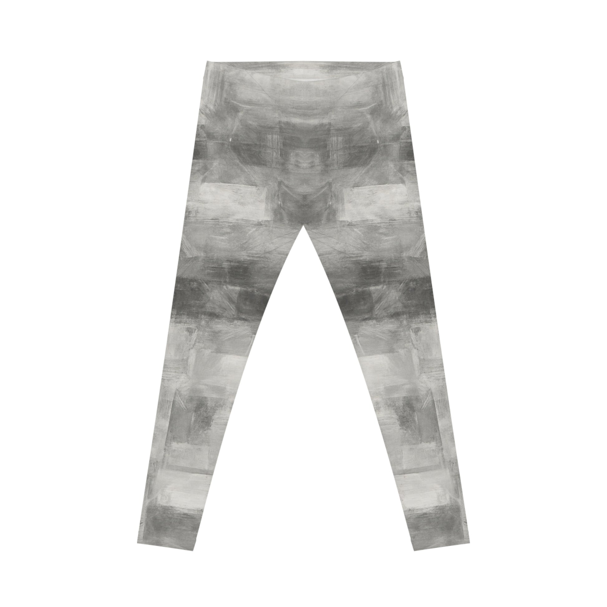 Gray watercolor tie-dye women's yoga leggings with all-over print, casual stretchable activewear from Printify.