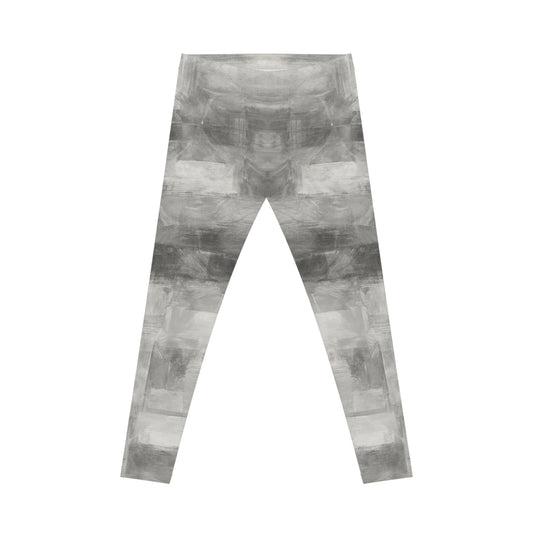Gray watercolor tie-dye women's yoga leggings with all-over print, casual stretchable activewear from Printify.