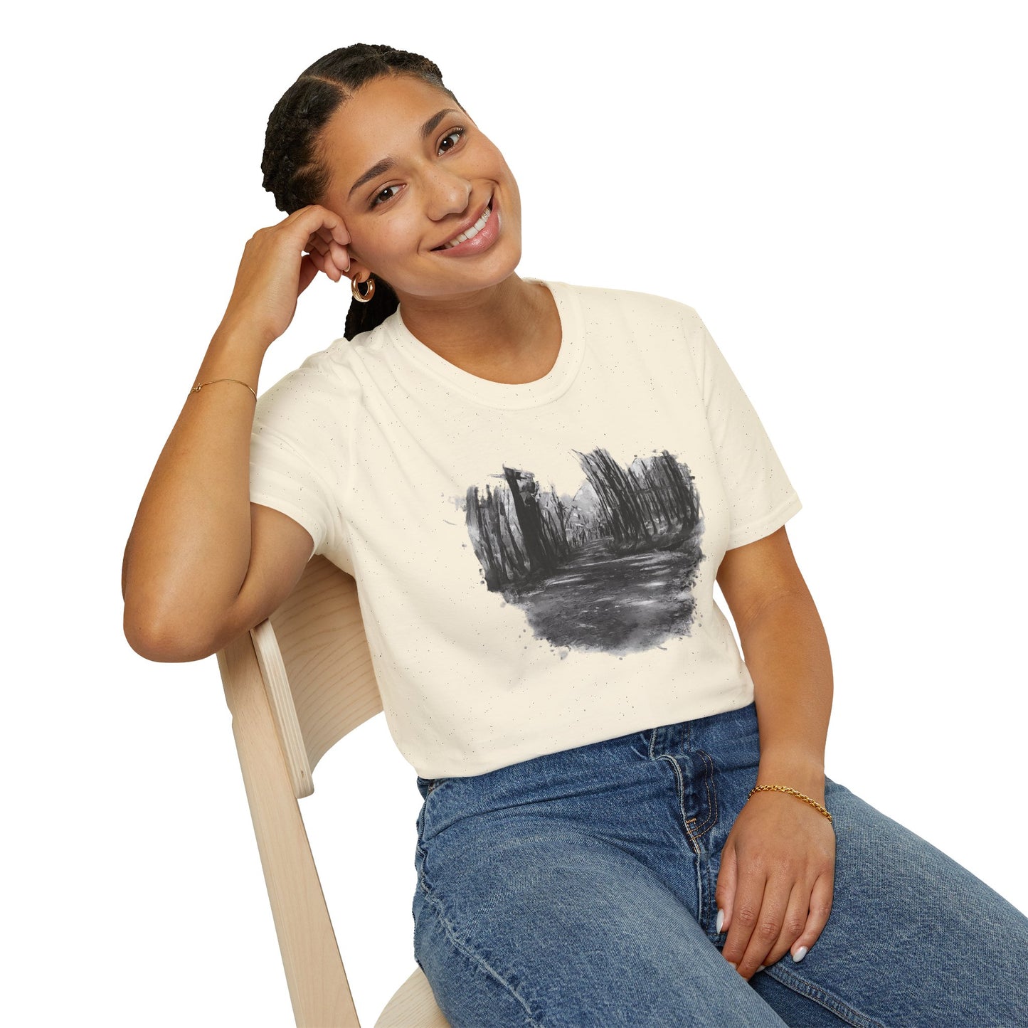 Minimalist Nature-Inspired Unisex Softstyle T-Shirt, Casual Wear, Everyday Style, Gift for Nature Lovers, Eco-Friendly Fashion