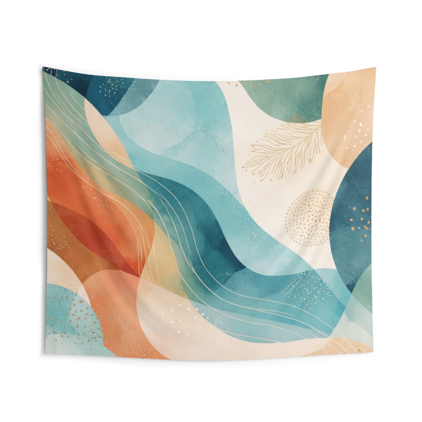 Abstract Ocean Wave Tapestry — Boho Coastal Wall Decor
