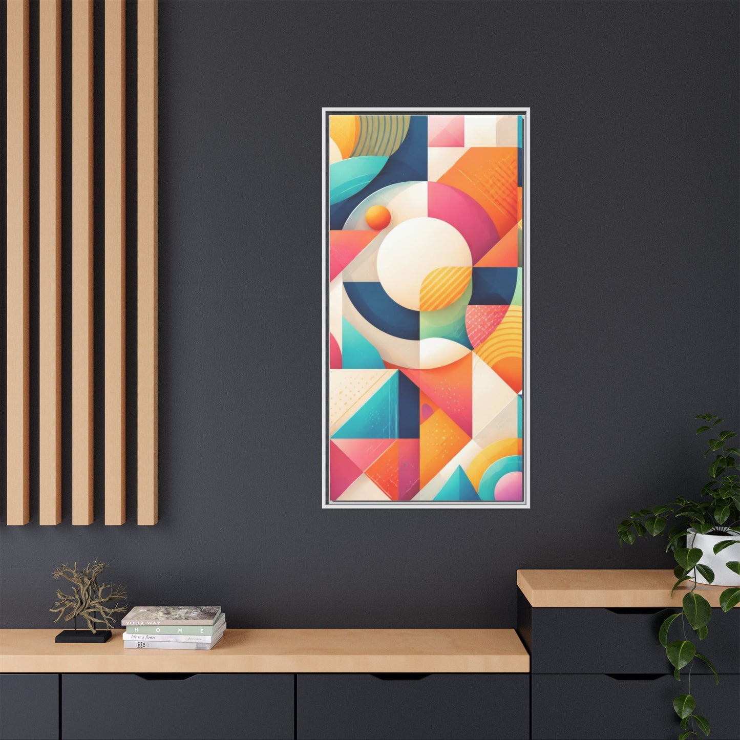 Colorful Geometric Abstract Art Matte Canvas Framed