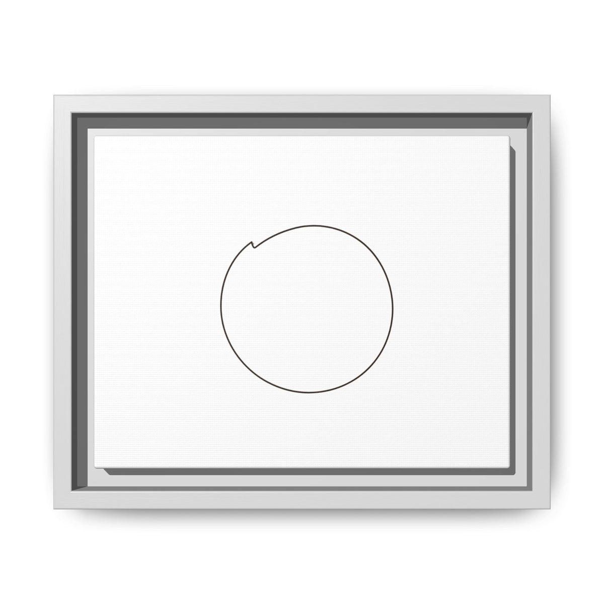 Framed matte canvas wall art featuring a minimal circular line design, by Printify, showcasing modern abstract imagery.