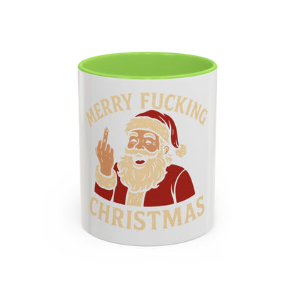 Merry Fucking Christmas Mug — Funny Santa Middle Finger Coffee Cup (11oz & 15oz)