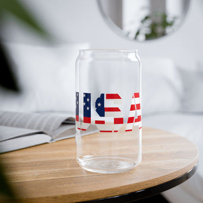 Patriotic USA Sipper Glass, 16oz — American Flag Straw Tumbler