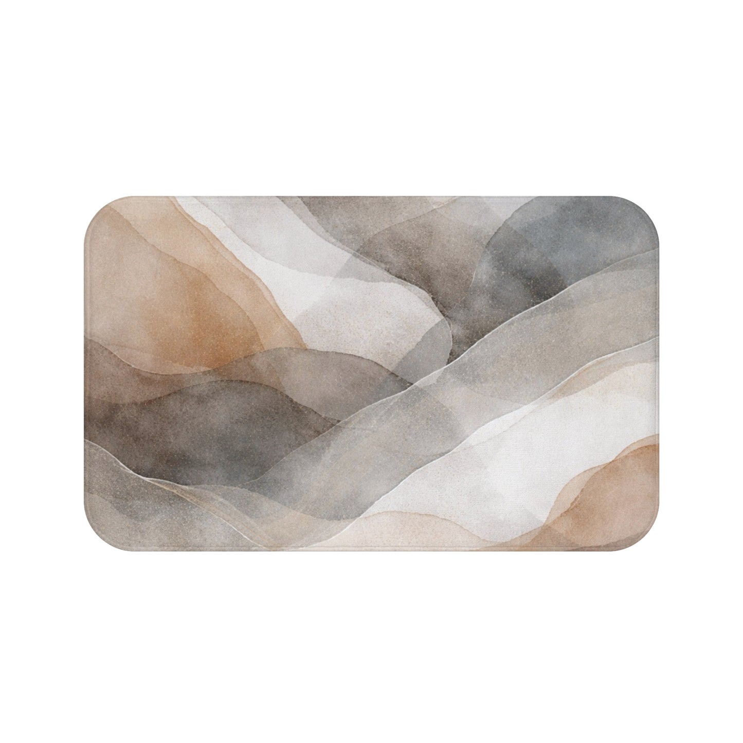 Neutral Watercolor Abstract Bath Mat | Earth Tone Bathroom Rug