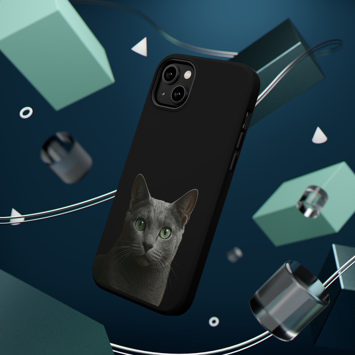 Russian Blue Cat Phone Case — Magnetic Impact-Resistant iPhone Cover
