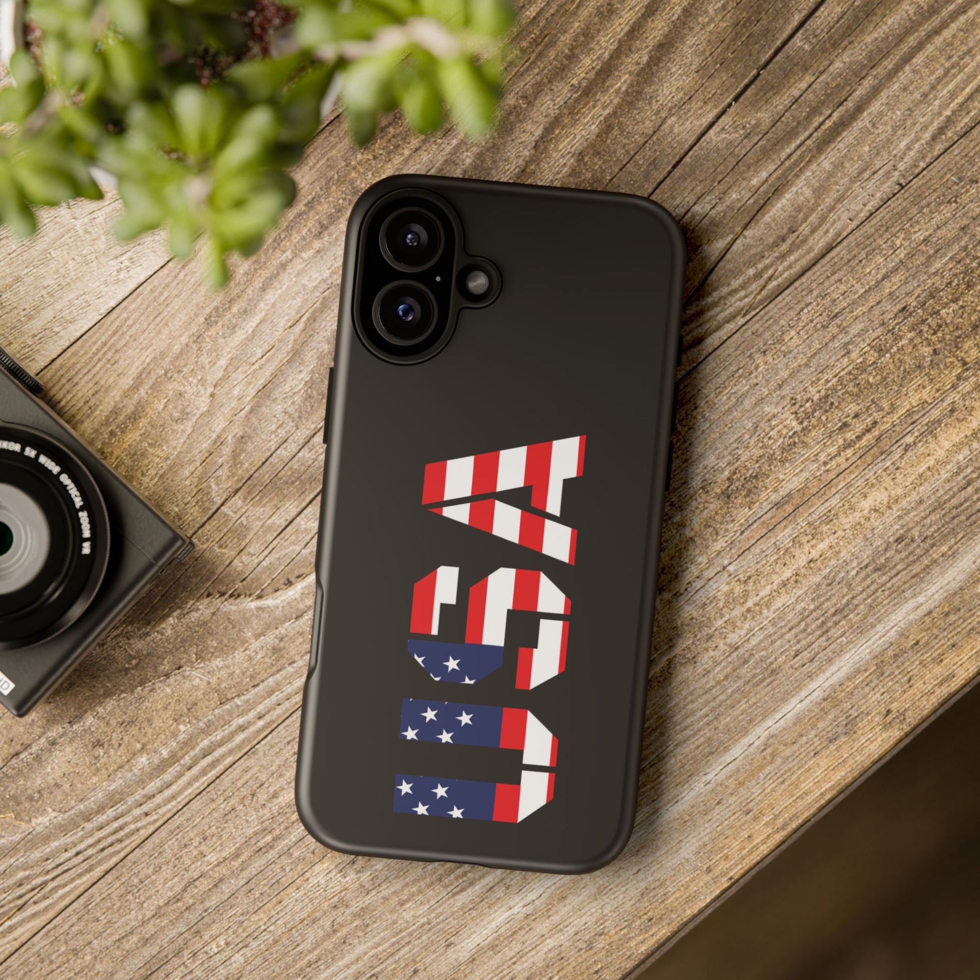 USA patriotic American flag tough phone case by Printify with bold flag design on durable protective cover.