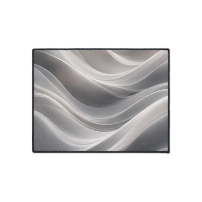 Abstract Gray Wave Floor Mat | Modern Entryway Rug, Non-Slip