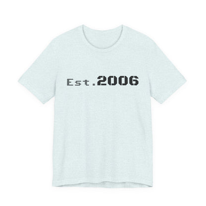 Vintage-style "Established 2006" graphic T-shirt by Printify featuring bold text and a retro birthday gift design.