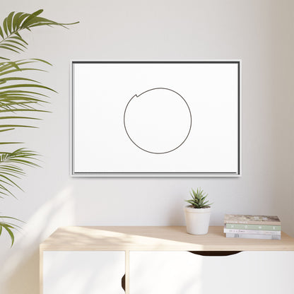Framed matte canvas wall art featuring a minimal circular line design, by Printify, showcasing modern abstract wall decor.