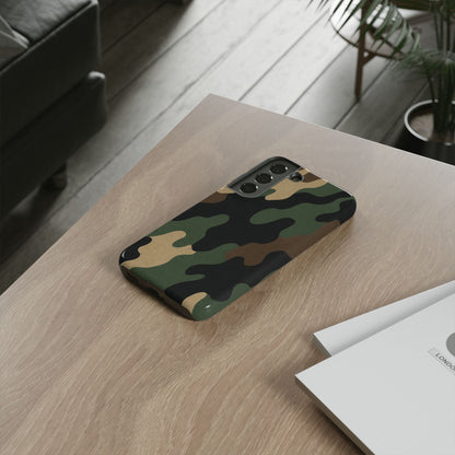 Rugged military green camo phone case by Printify, protective cover designed for durability and style.