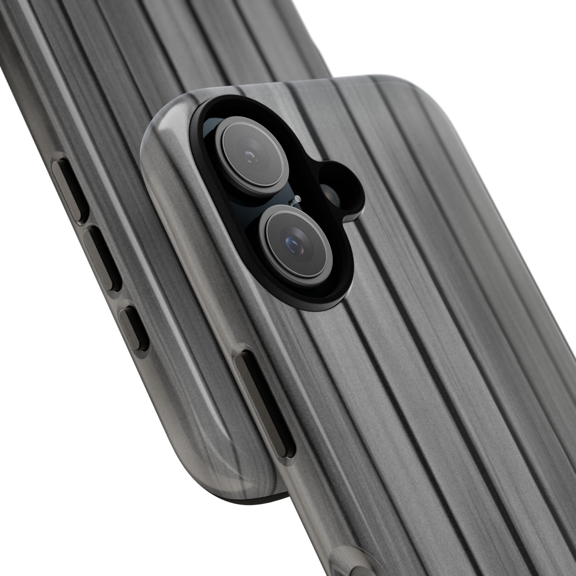Ribbed metal texture phone case for iPhone by Printify, showcasing tough protective design with metallic finish.