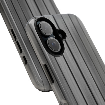 Ribbed metal texture phone case for iPhone by Printify, showcasing tough protective design with metallic finish.