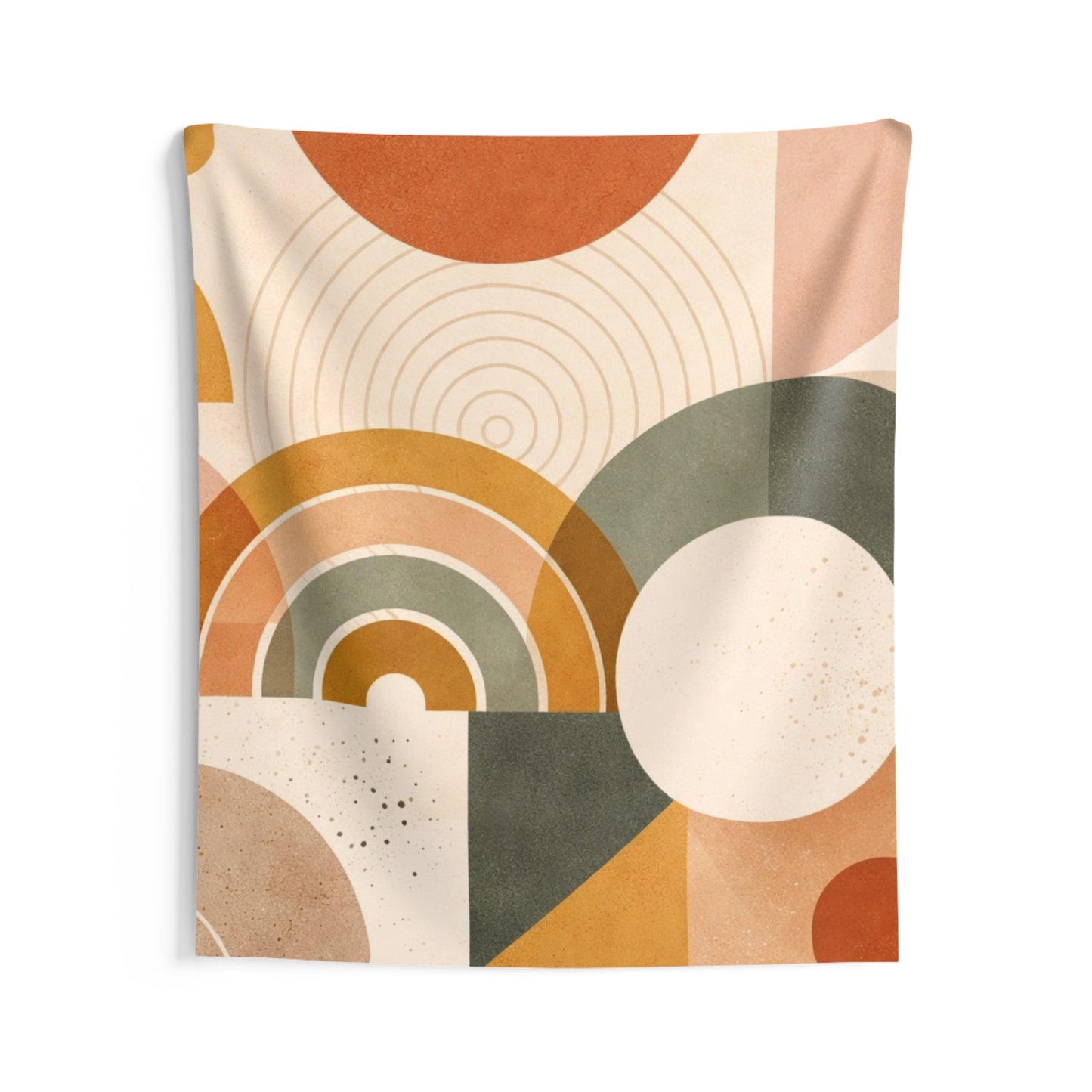 Abstract Boho Geometric Wall Tapestry — Midcentury Rainbow Arches
