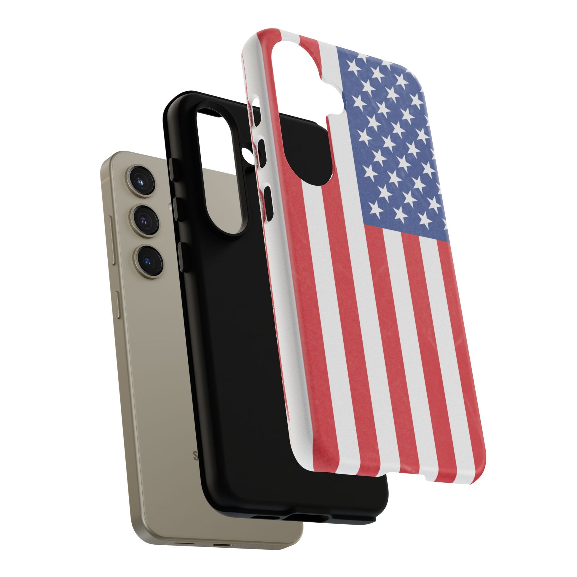 Durable American flag phone case for iPhone with patriotic design, made by Printify, providing strong protection and stylish look.