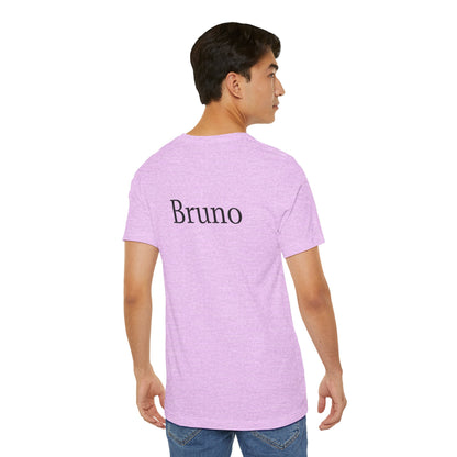 Unisex custom T-shirt with "Design Your Own" text, white fabric, and casual fit, by Printify.