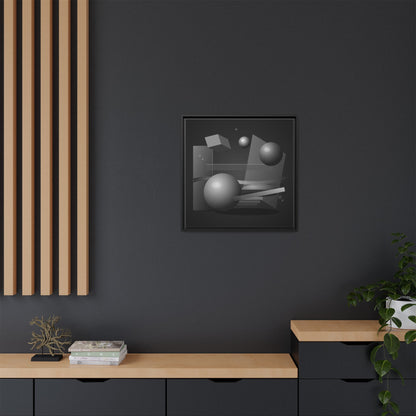 Monochrome Geometric Spheres Canvas Framed Wall Art | Matte Print