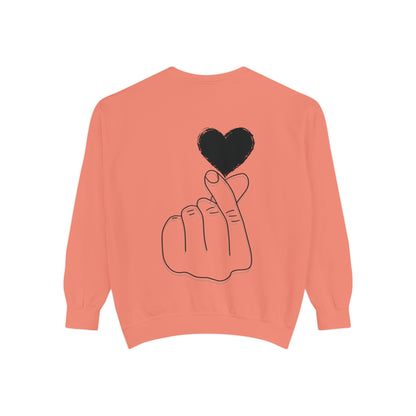 Unisex Garment-Dyed Sweatshirt with Heart Design - Cozy & Stylish