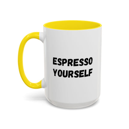 Funny "Espresso Yourself" coffee mug by Printify, 11 oz ceramic mug with humorous coffee lover design.