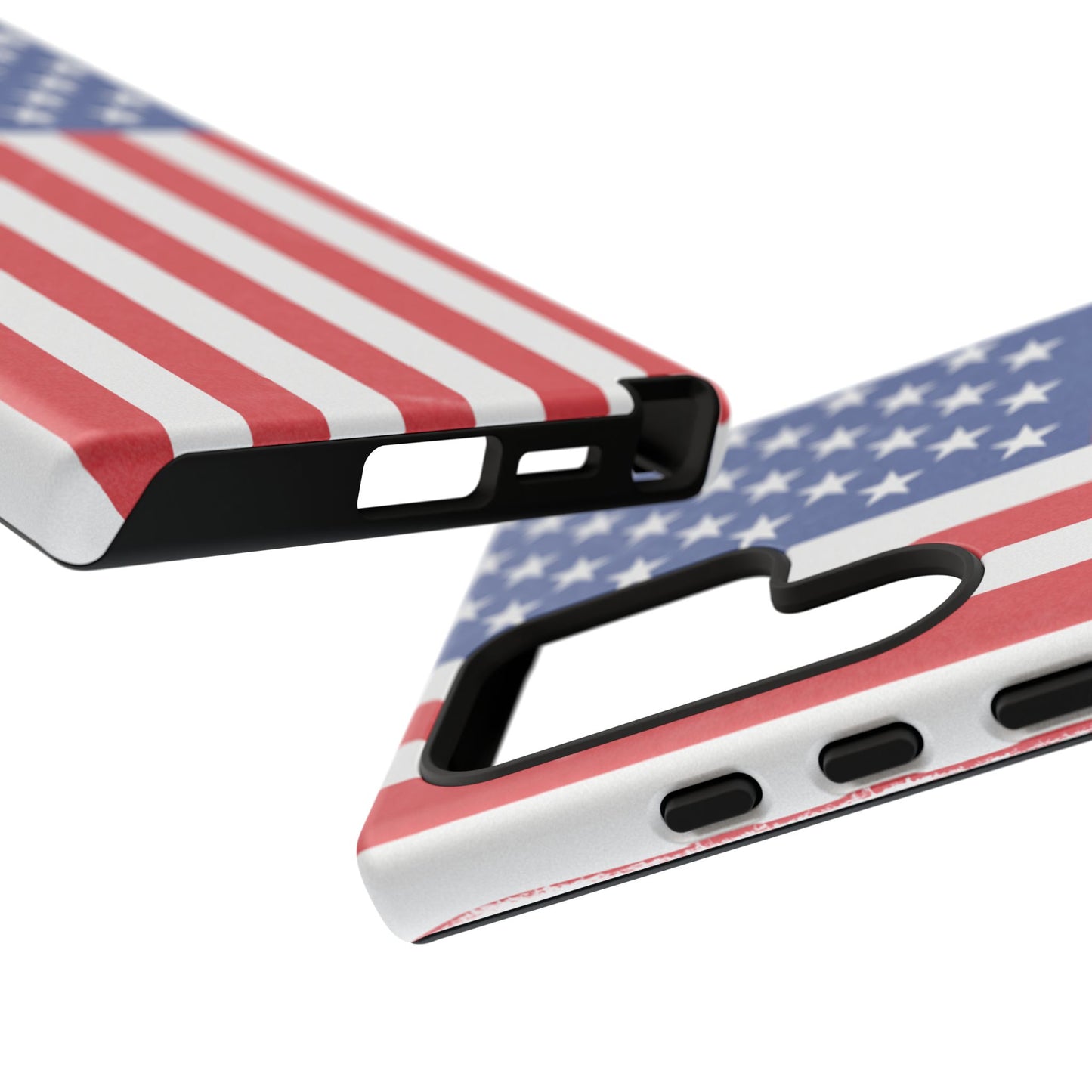 Durable American flag phone case for iPhone, patriotic design with tough protective cover by Printify.