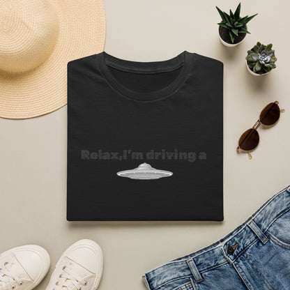 Funny alien graphic UFO T-shirt by Printify featuring a sci-fi inspired design on a casual T-shirt.