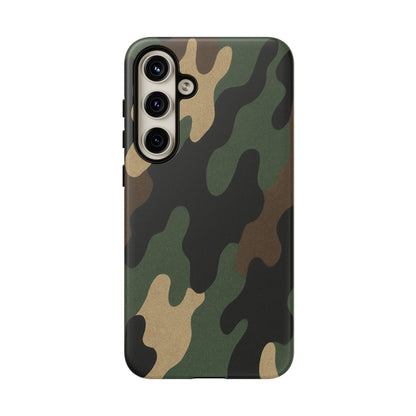 Military green Camo Tough Phone Case by Printify, rugged protective cover for smartphones with camouflage design.