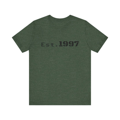 Vintage 1997 Established T-Shirt by Printify featuring classic design and comfortable cotton fabric.