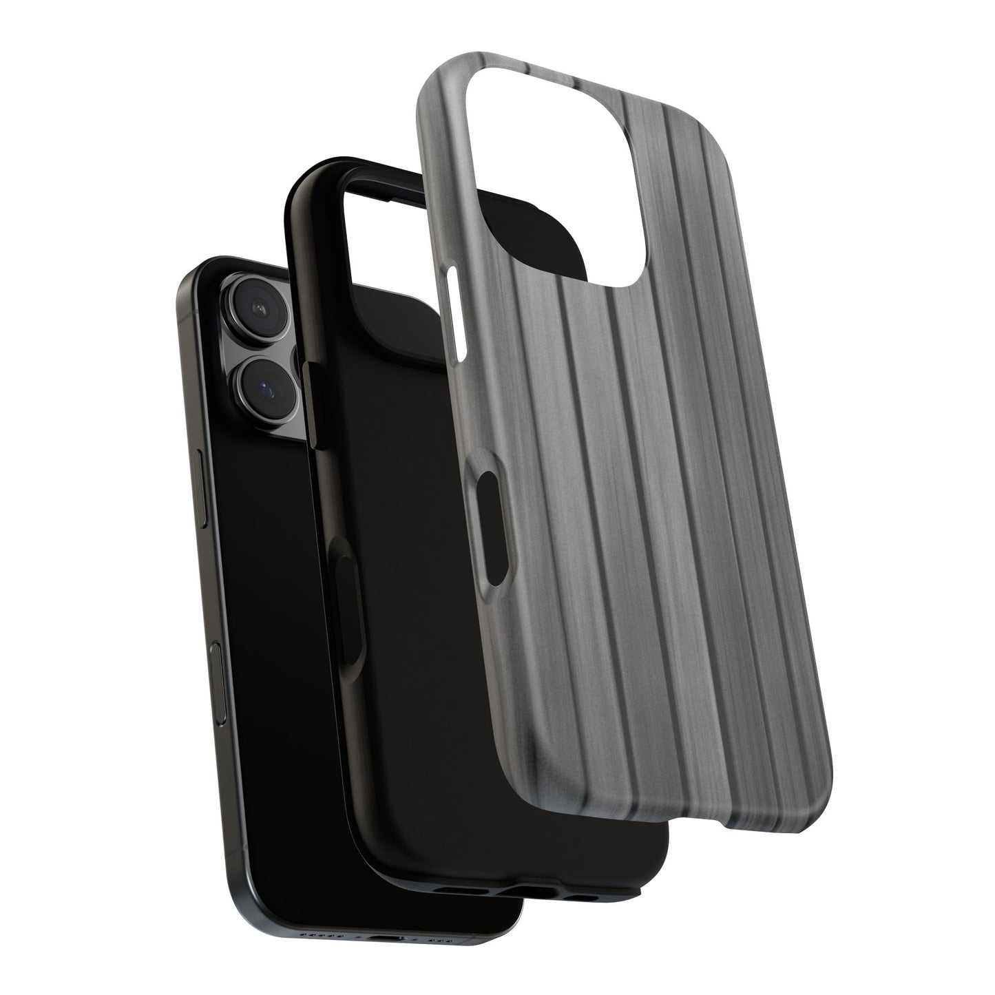 Ribbed metal texture phone case by Printify, tough protective iPhone cover with durable metal-style design and precise camera cutout.