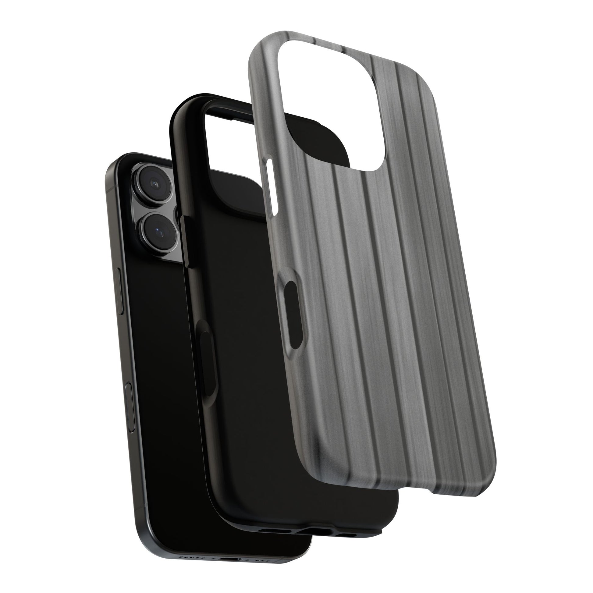 Ribbed metal texture phone case by Printify, tough protective iPhone cover with durable metal-style design and precise camera cutout.