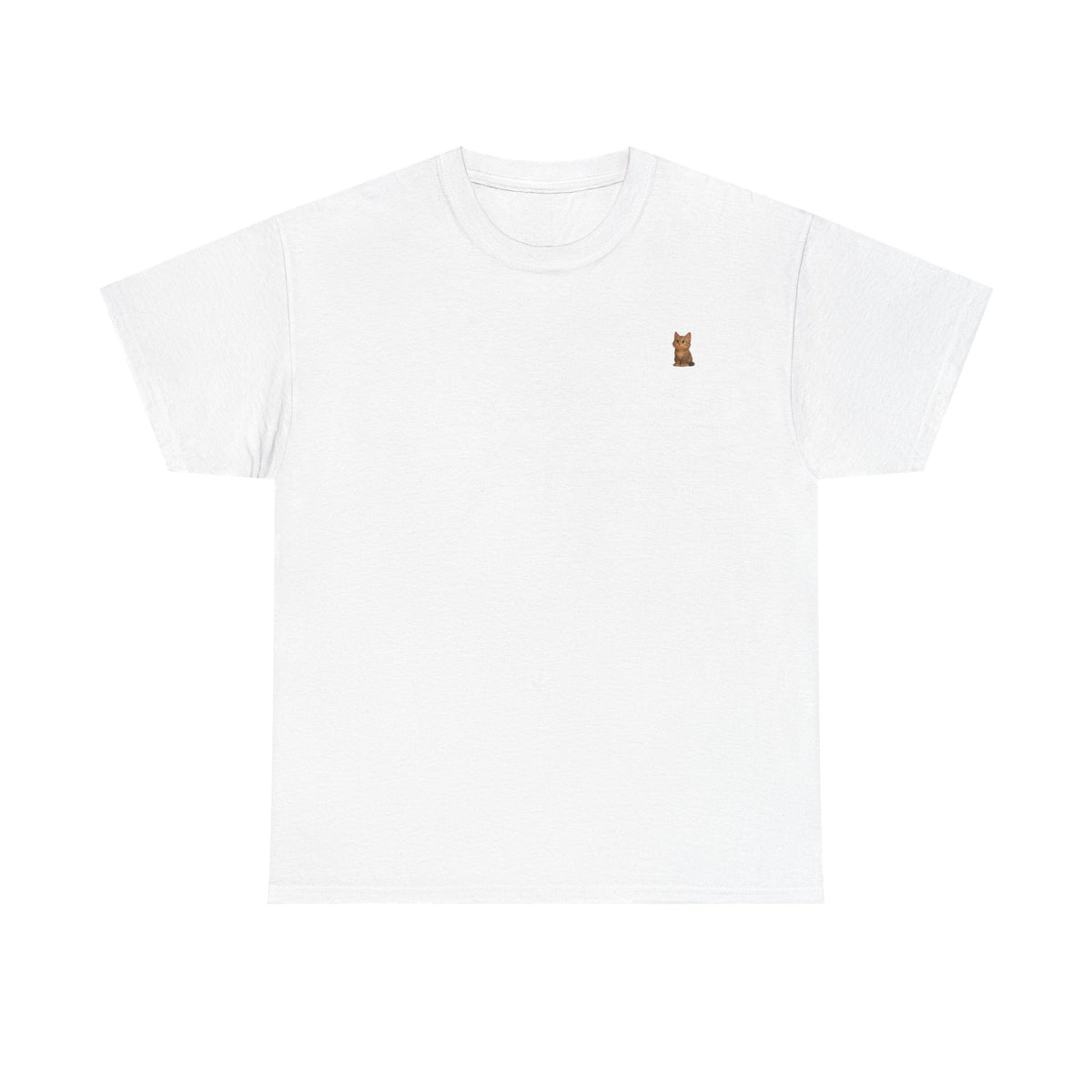 Brown kitten graphic T-shirt for cat lovers, featuring a cute feline design on a comfortable casual tee.