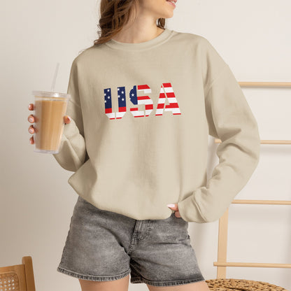 USA Flag Unisex Crewneck Sweatshirt, Cozy Apparel, Casual Wear, Independence Day Gift, Americana Style