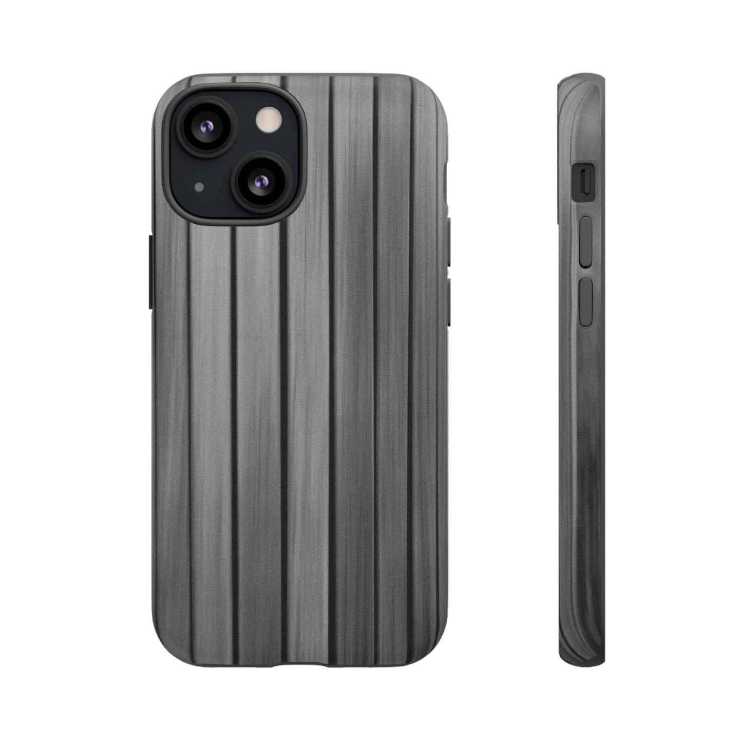 Ribbed metal texture phone case for iPhone by Printify, tough protective cover with sleek design and durable build.
