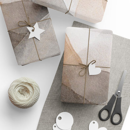 Geometric Neutral Watercolor Wrapping Paper Roll — Earth Tone Abstract Gift Wrap