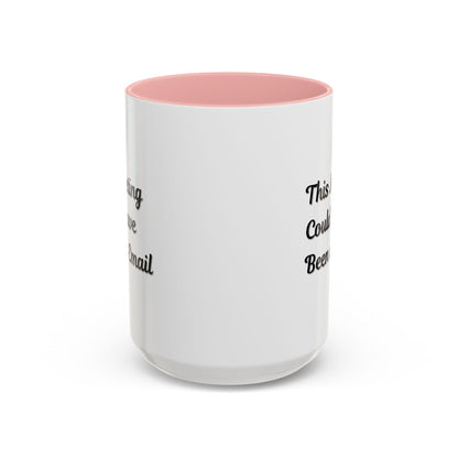 Funny office coffee mug with the phrase "This Meeting Could Have Been An Email" printed on a ceramic mug by Printify.