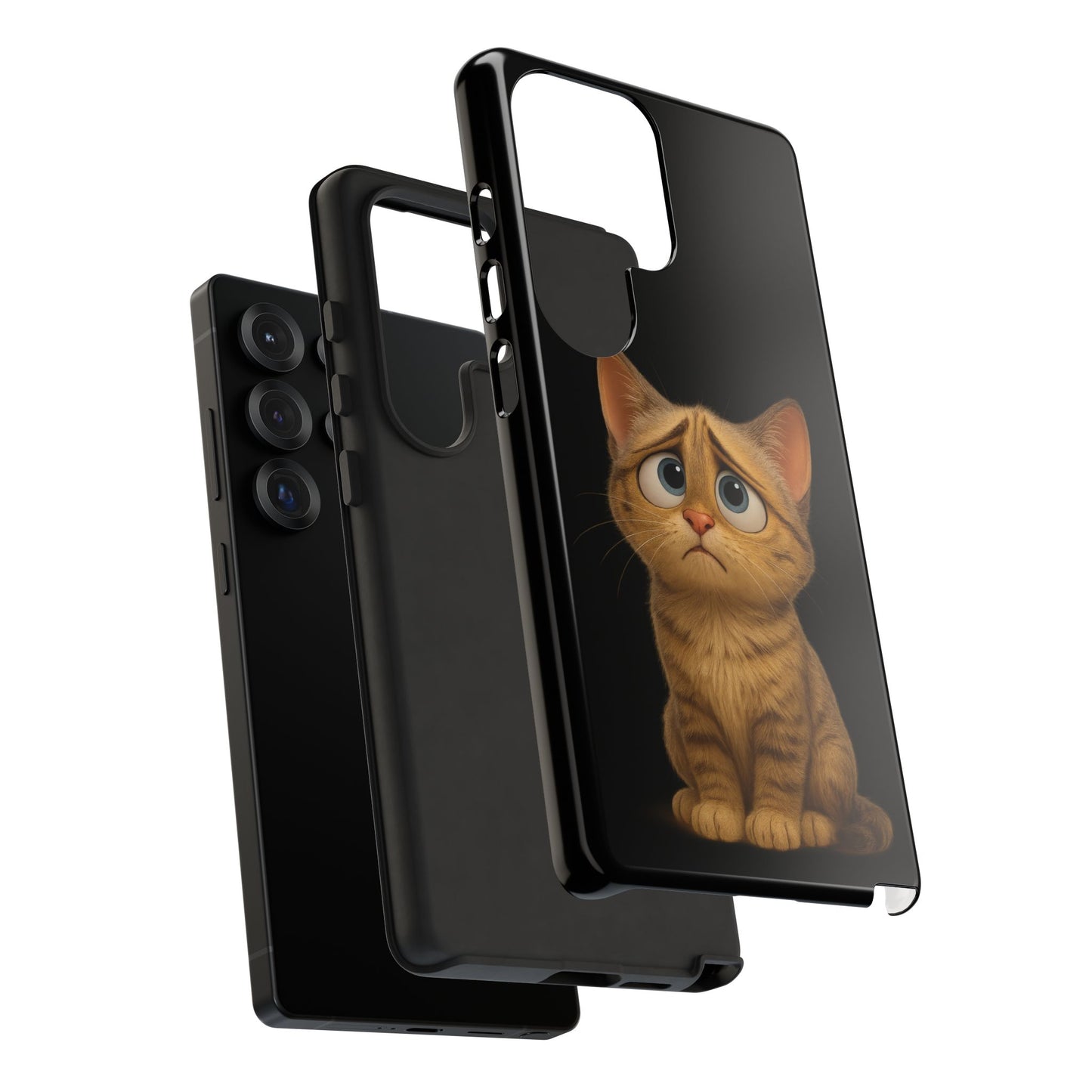 Cute sad kitty print iPhone case by Printify, protective phone cover featuring a sad cat illustration on a durable design.