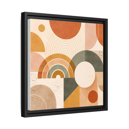 Abstract Terracotta Geometric Rainbow Matte Canvas Framed