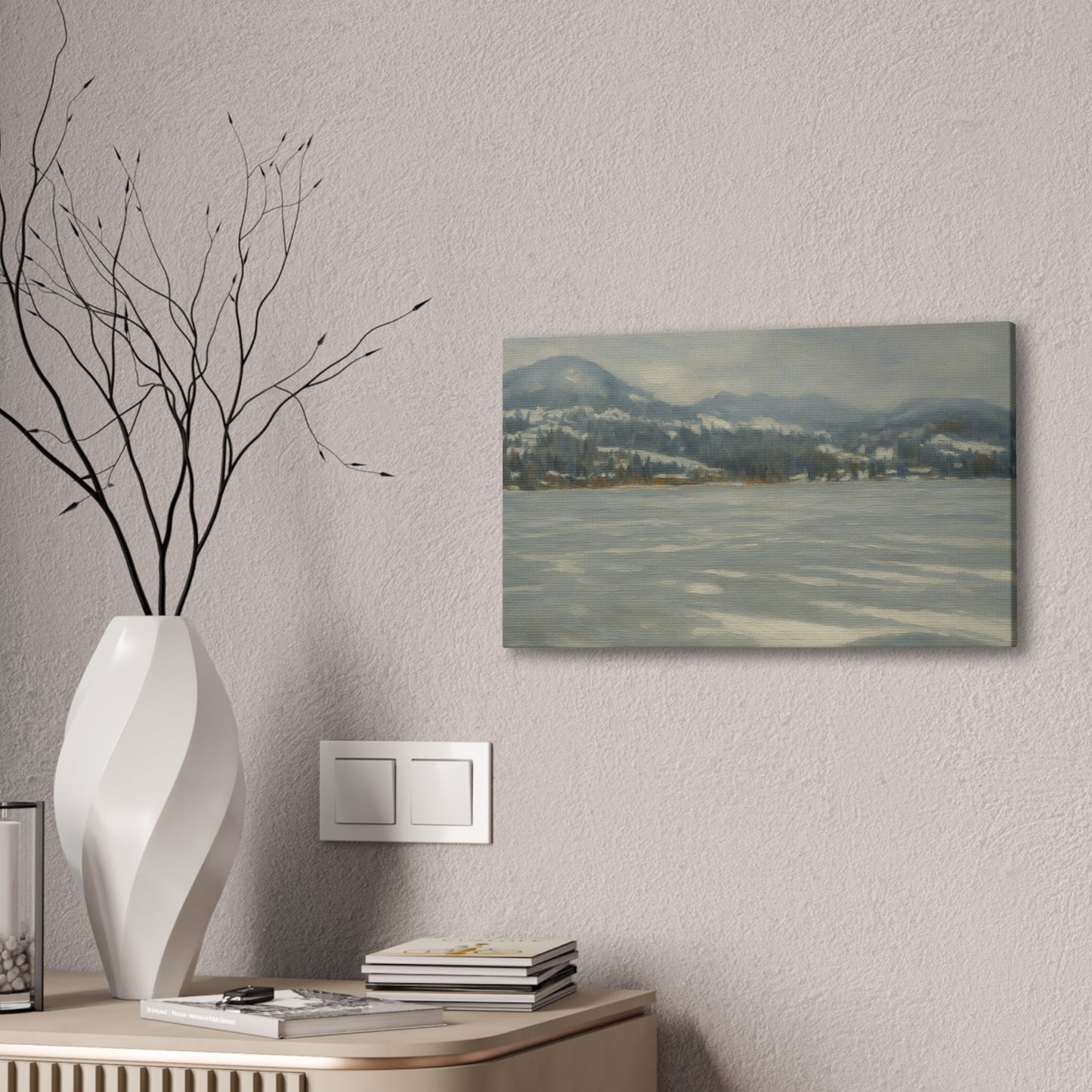 Serene Landscape Canvas Art, Tranquil Wall Decor, Perfect for Home, Office, or Gift, Ideal for Winter Holidays, Cozy Vibes, Scenic Artwork
