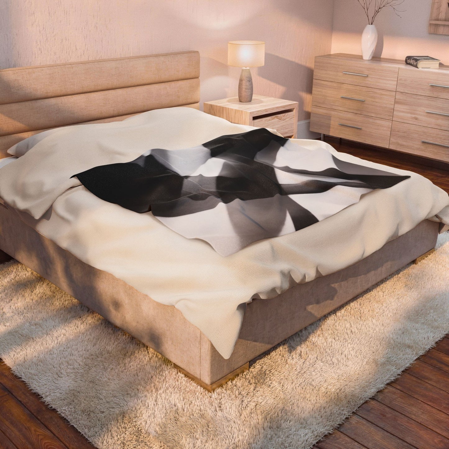 Abstract Black Smoke Design Velveteen Plush Blanket | Monochrome Swirl