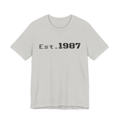 Vintage Est. 1987 T-Shirt by Printify featuring a retro design celebrating the year 1987.