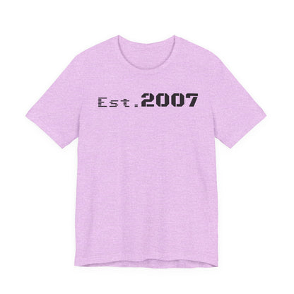 Unisex Casual Tee with Established 2007, Vintage T-Shirt, Anniversary Gift, Birthday Shirt, Year Established Top