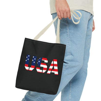 Patriotic USA Print Tote Bag, Reusable Shopping Bag, 4th of July Gift, Summer Carryall, American Flag Style - TRV