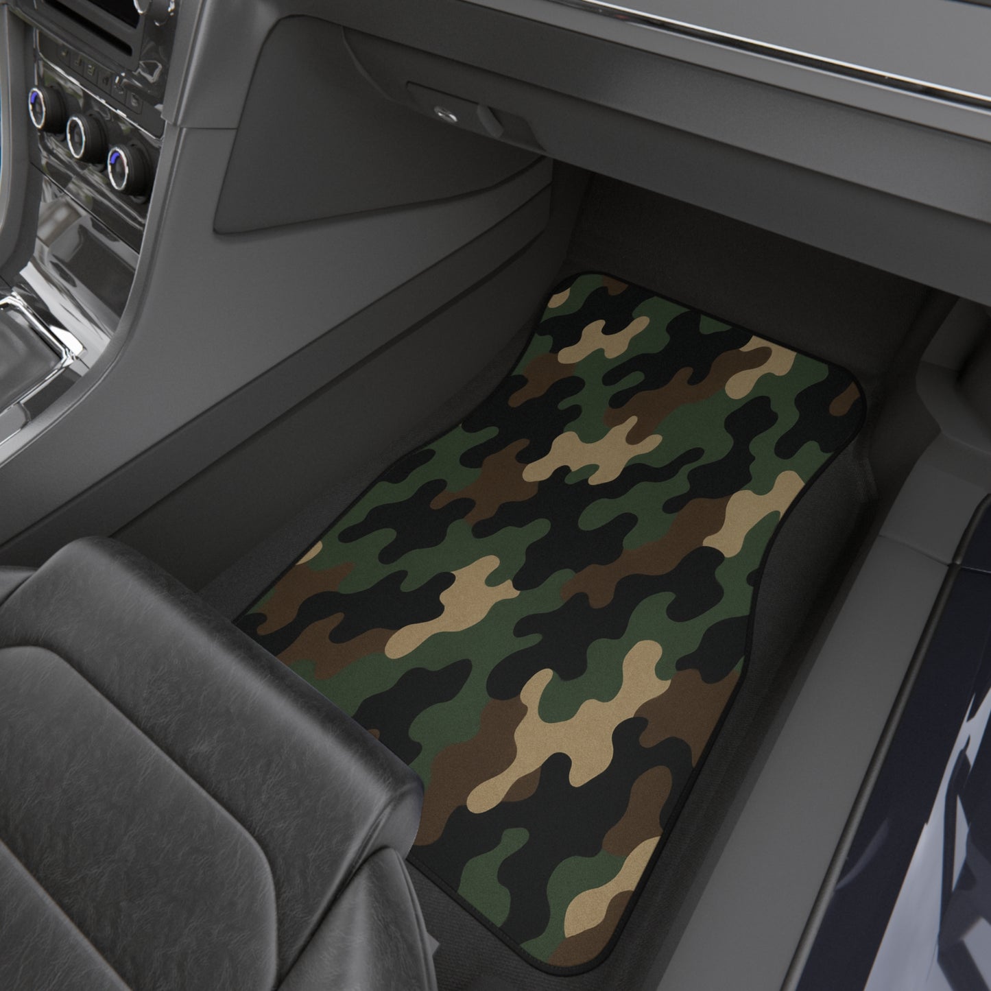 Camo Car Floor Mats (Set of 4) — Green Woodland Pattern
