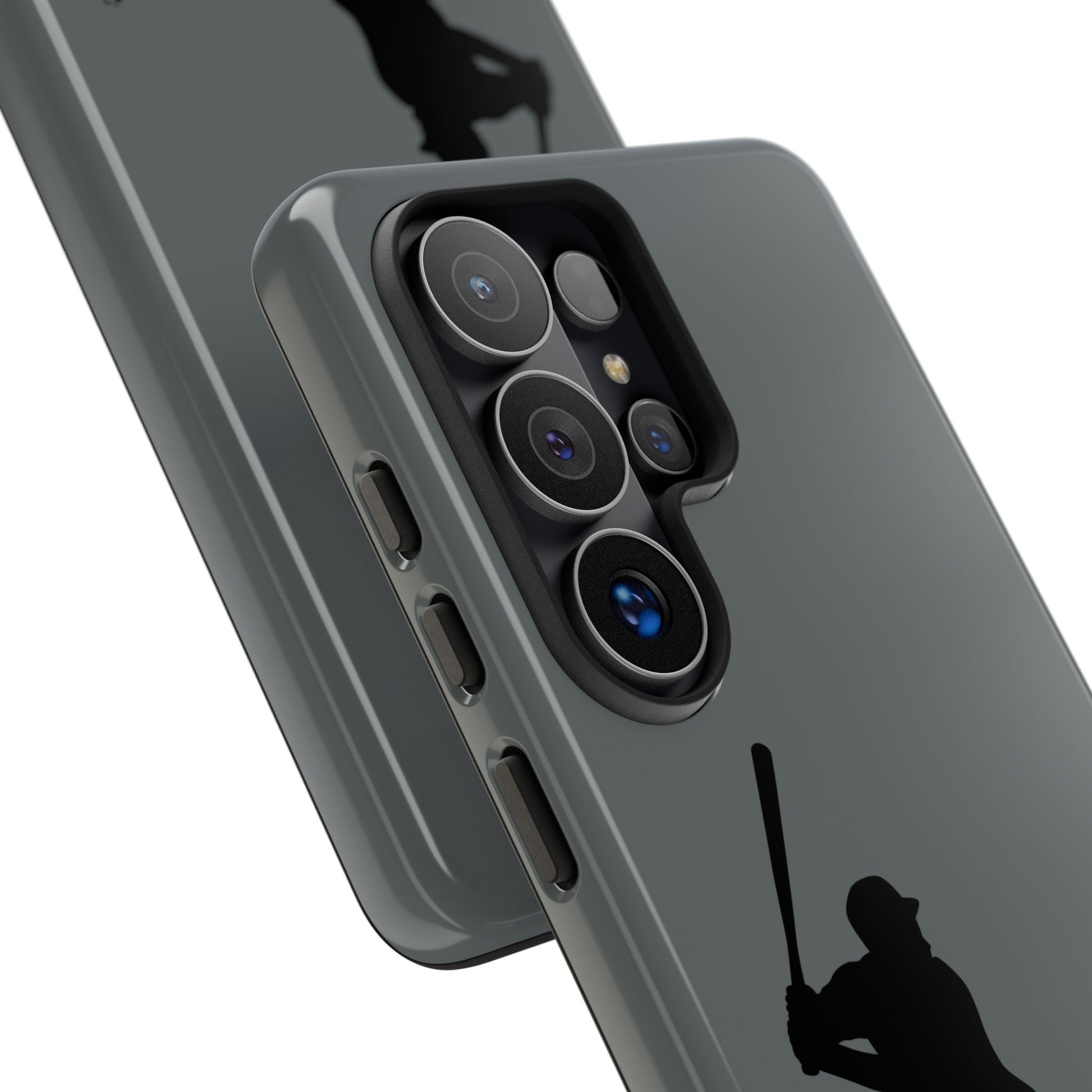Black baseball silhouette tough phone case for iPhone, featuring sporty design, durable protective cover by Printify.