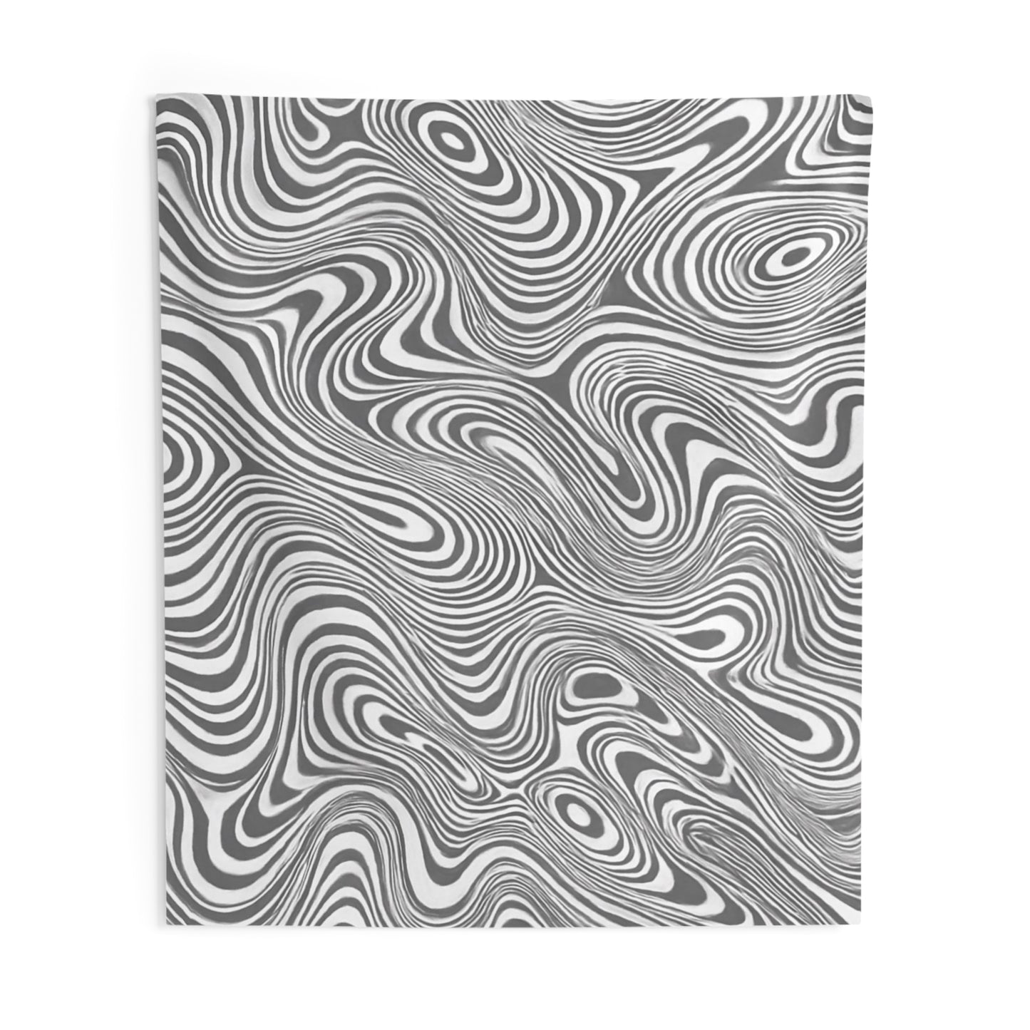 Abstract Swirl Wall Tapestry — Monochrome Wavy Optical Art