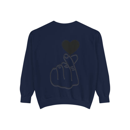 Unisex Garment-Dyed Sweatshirt with Heart Design - Cozy & Stylish