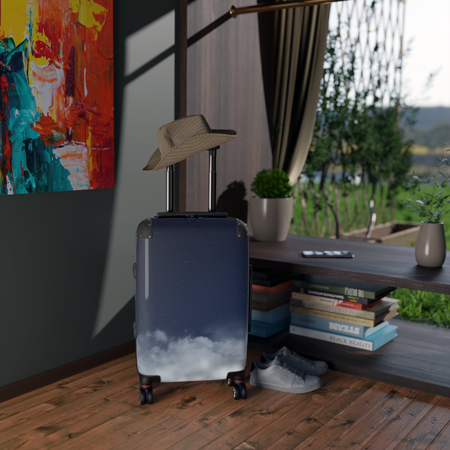 Skyline Carry-On Suitcase – Starry Night & Cloud Print Travel Luggage